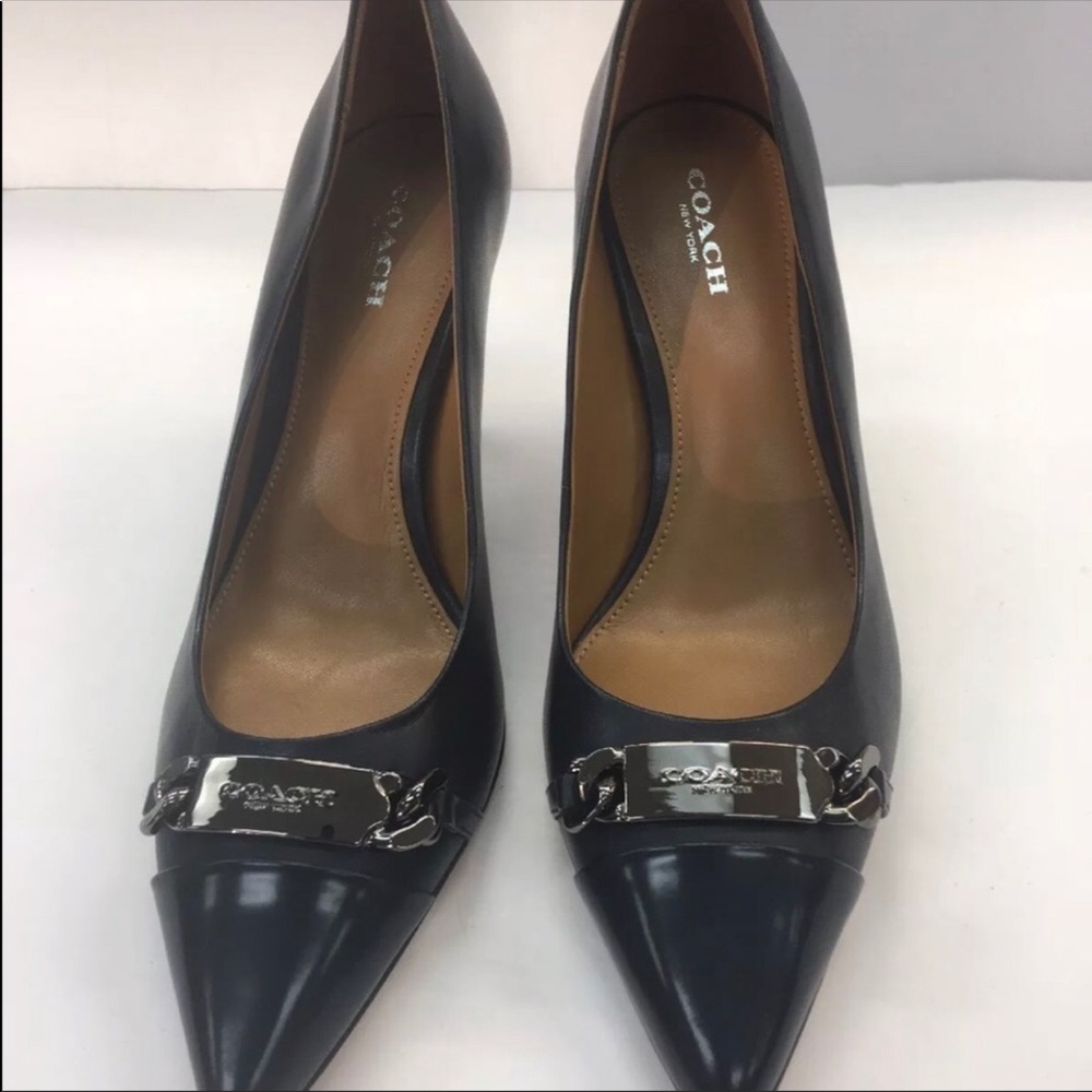 Coach Bowery Heels Navy Patent Heels Size 7